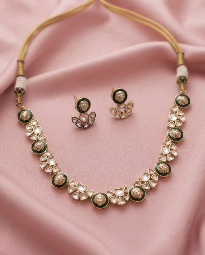 Simhika Rajwadi Kundan Necklace Set with Earrings