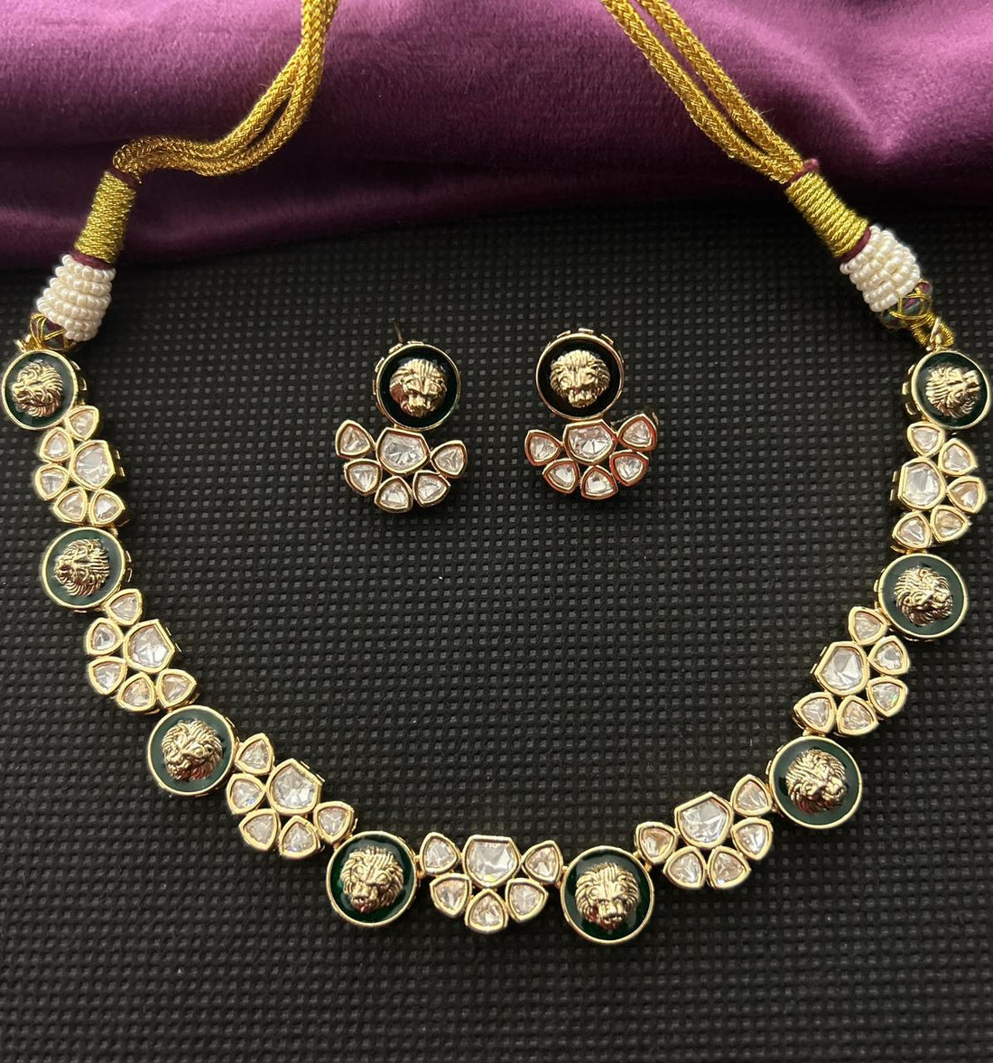 Simhika Rajwadi Kundan Necklace Set with Earrings