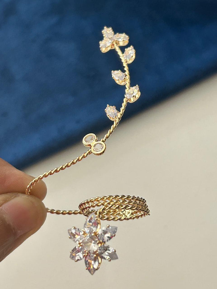 Florenza CZ Floral Adjustable Finger Ring
