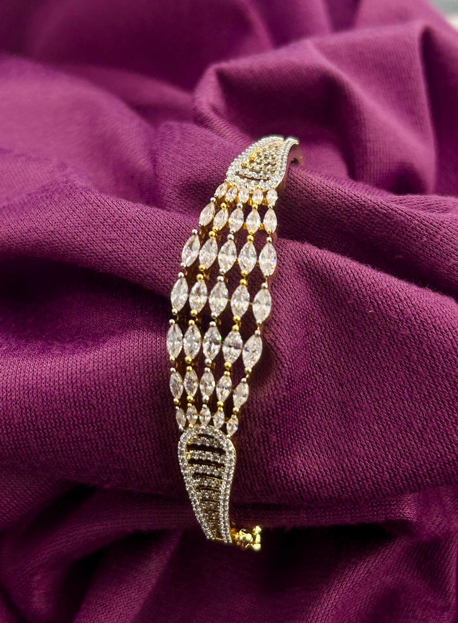 Royal Mesh Marquise CZ  Gold-Plated Designer Bracelet