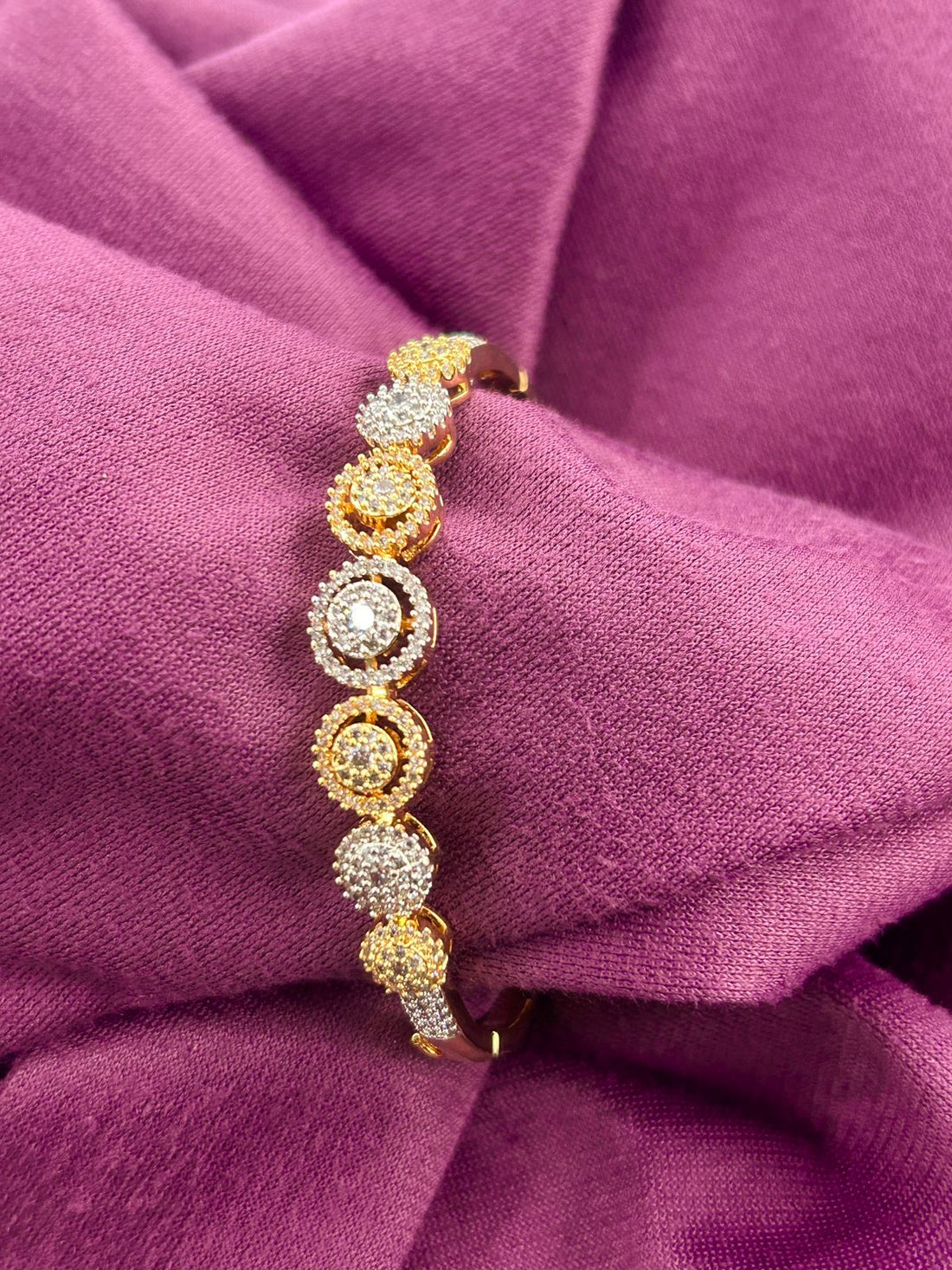 Dual Tone Halo Sparkle CZ  Gold & Silver Designer Bracelet
