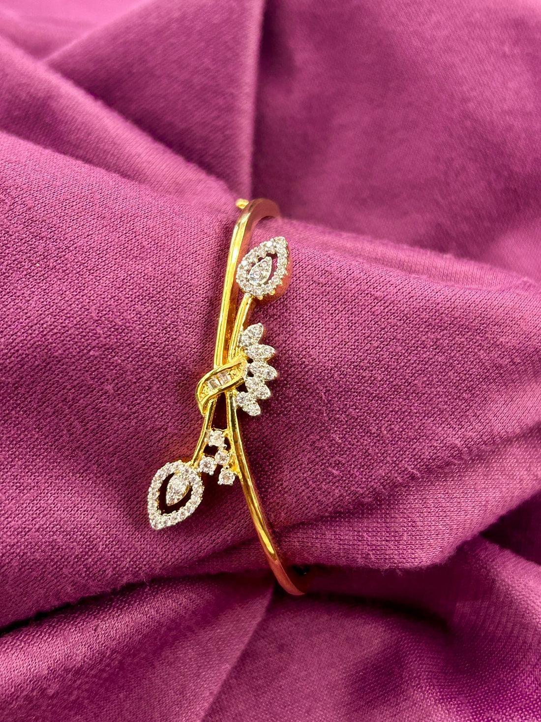 Bloom Grace Floral CZ  Gold-Plated Designer Bracelet