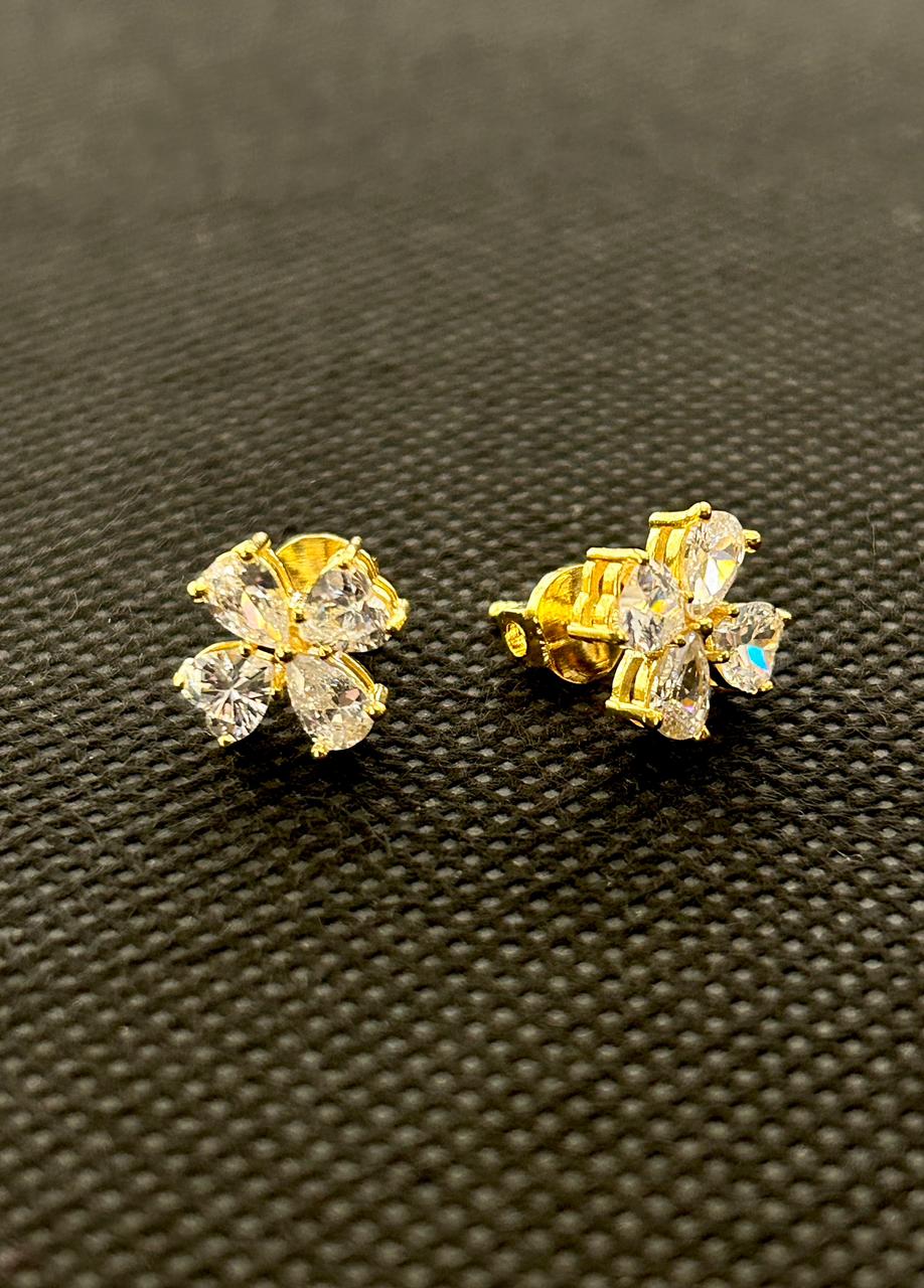 Sunehri Pushpika AD Stud Earrings