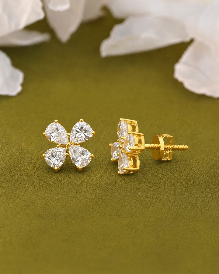 Sunehri Pushpika AD Stud Earrings