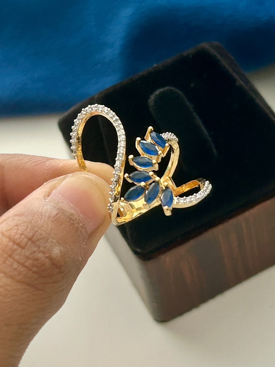 Leaf Grace Adjustable Marquise Leaf Ring CZ Diamond for Women