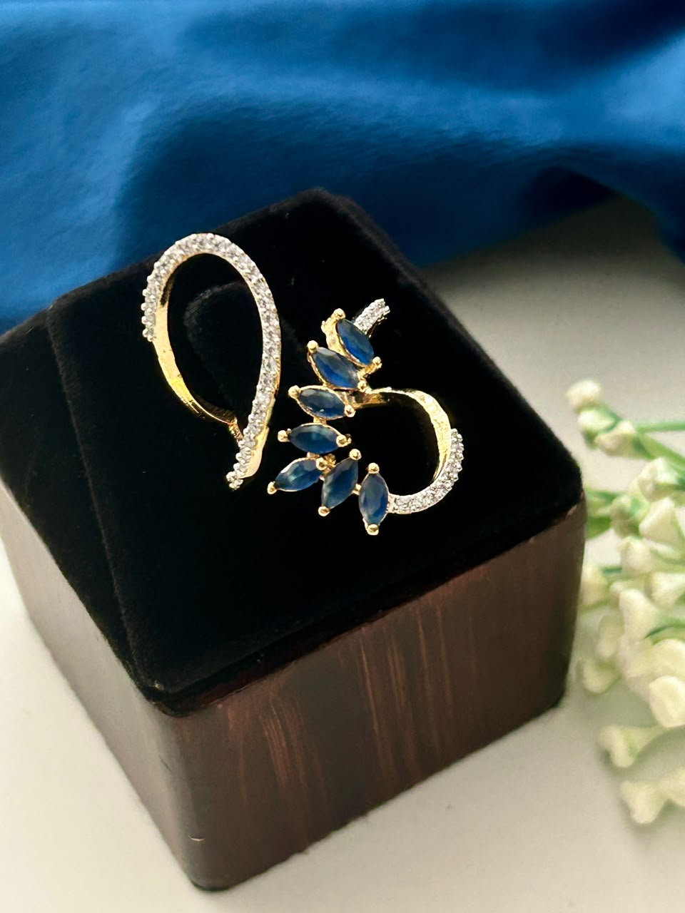 Leaf Grace Adjustable Marquise Leaf Ring CZ Diamond for Women