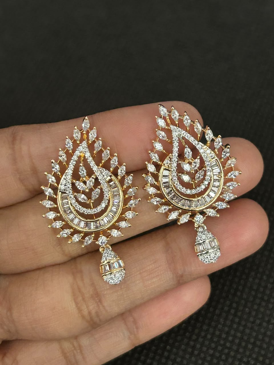 Zariya Royale American Diamond  Gold Finish CZ Pendant Set