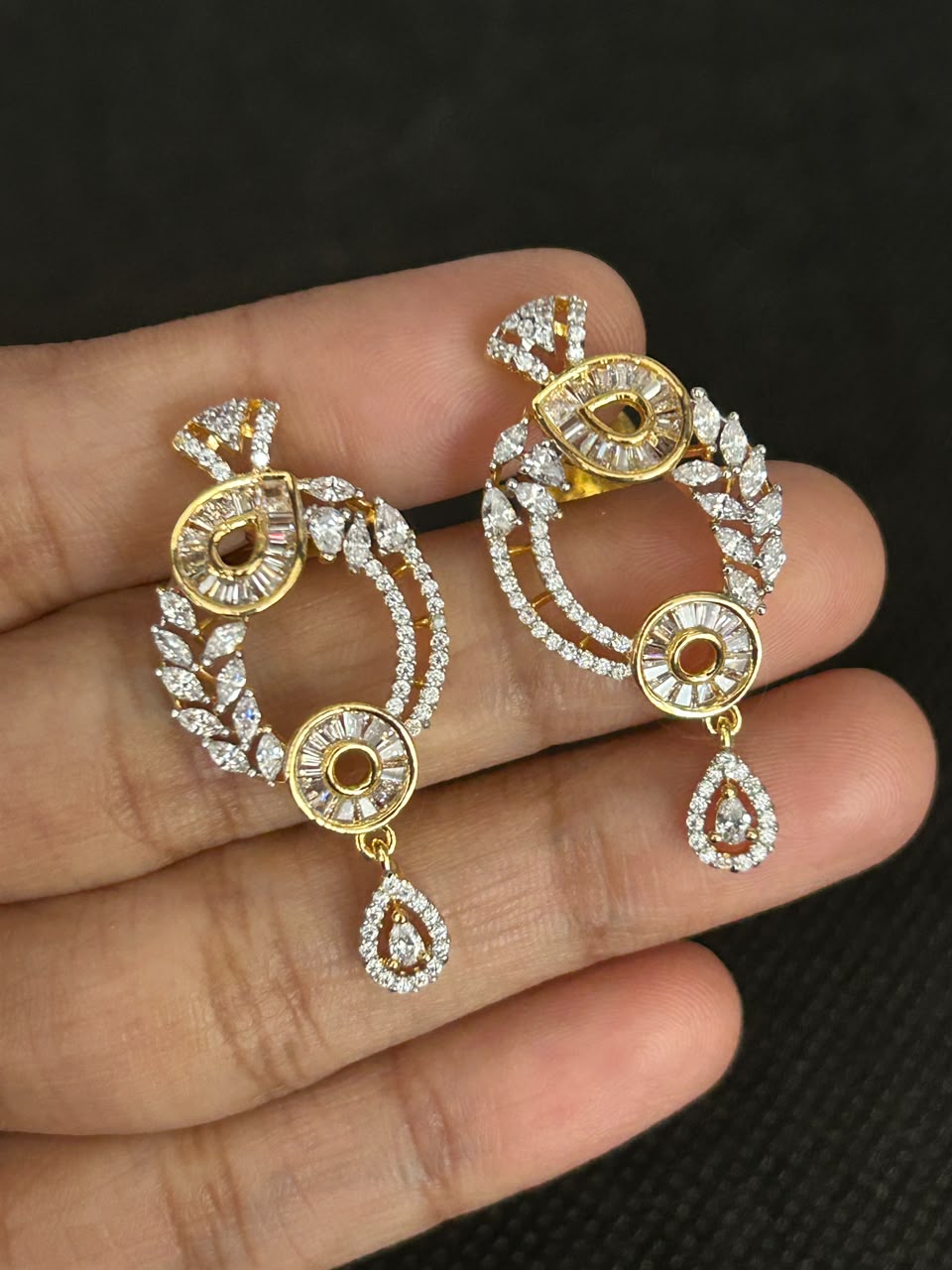 Royal Teardrop American Diamond Pendant Set with Matching Earrings