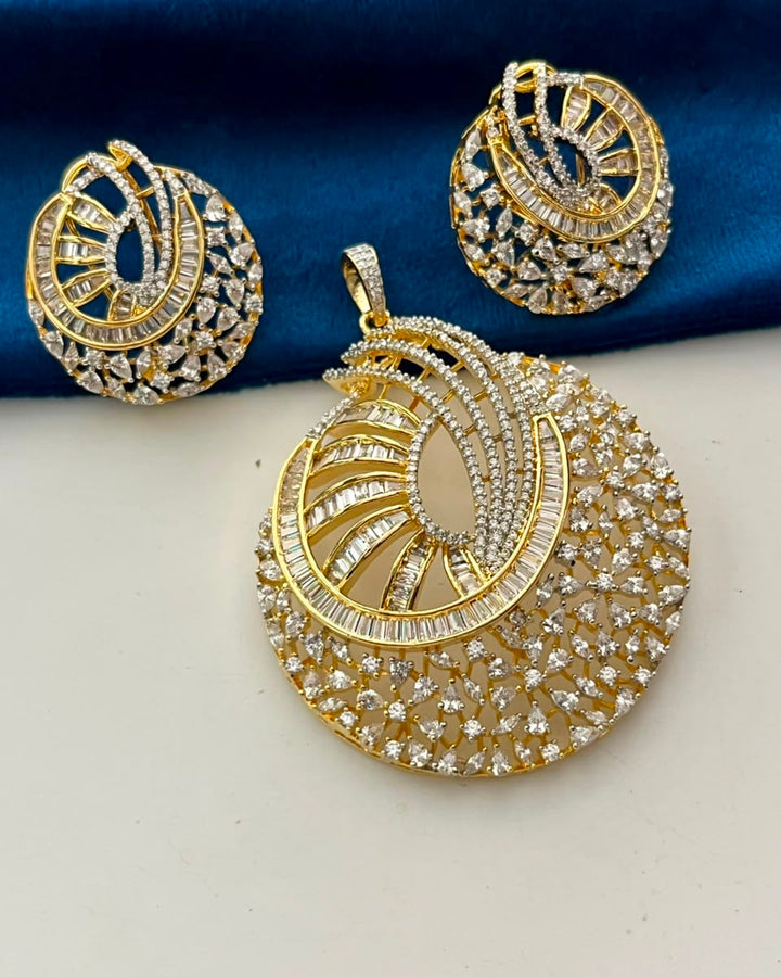 Aarvika Radiance Crystal Jewellery AD Pendant Set for Women