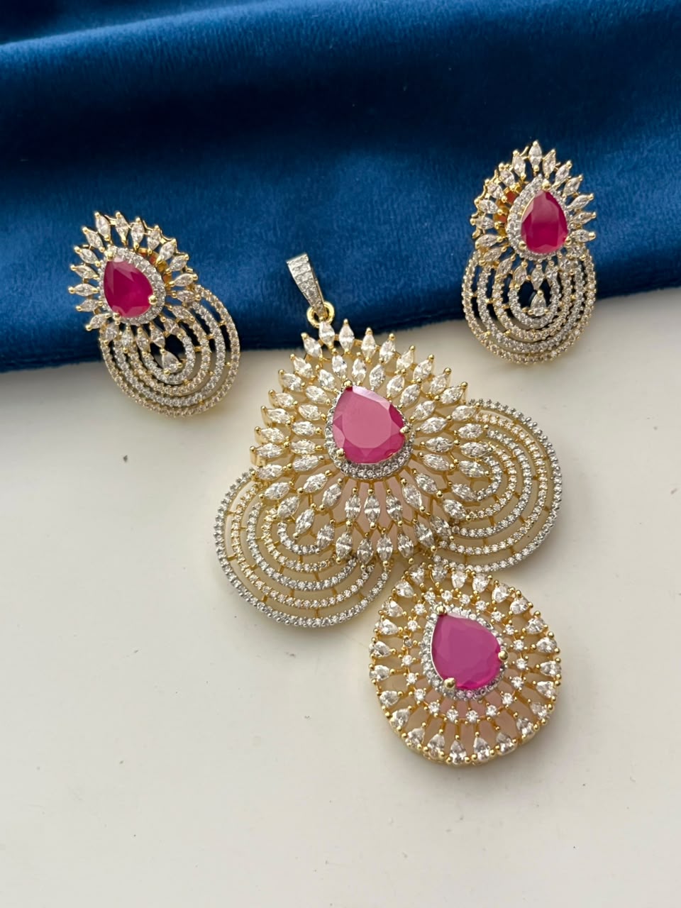 Emerald  & Ruby Aura Royale Pendant Set for Women