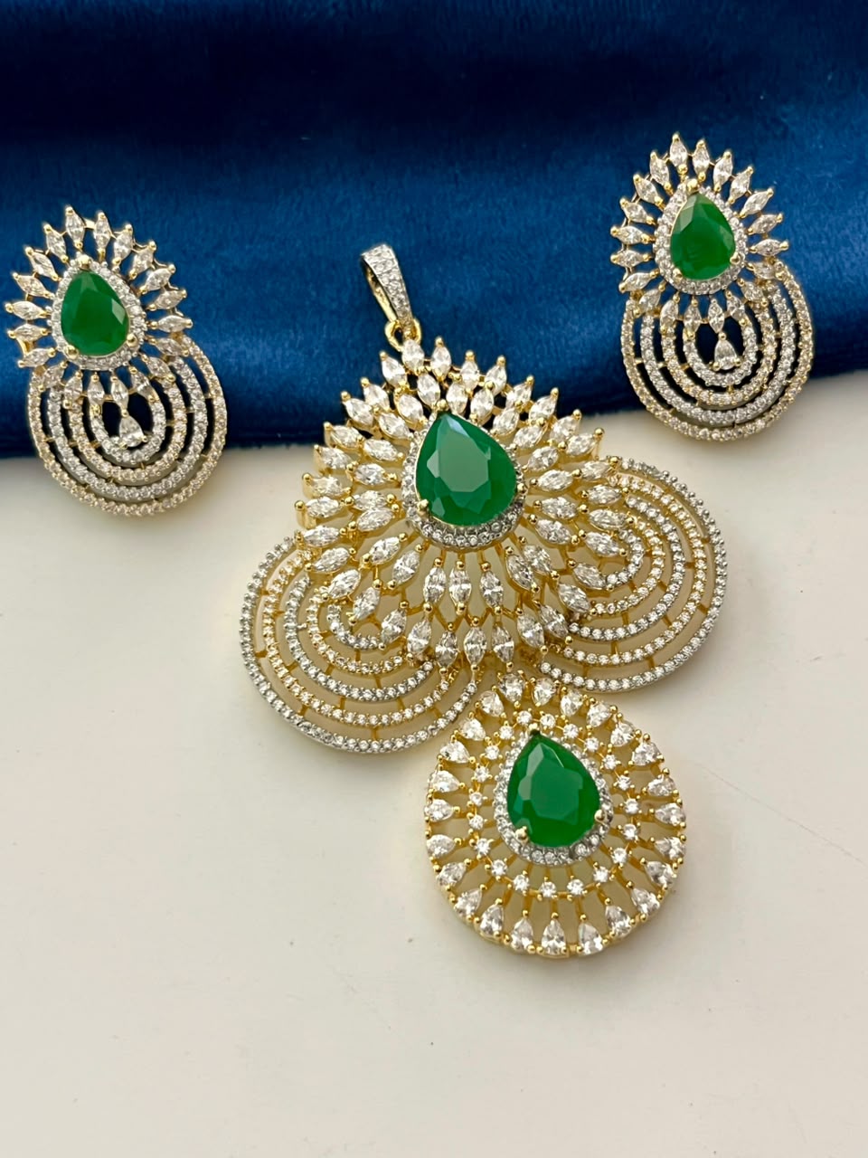 Emerald  & Ruby Aura Royale Pendant Set for Women