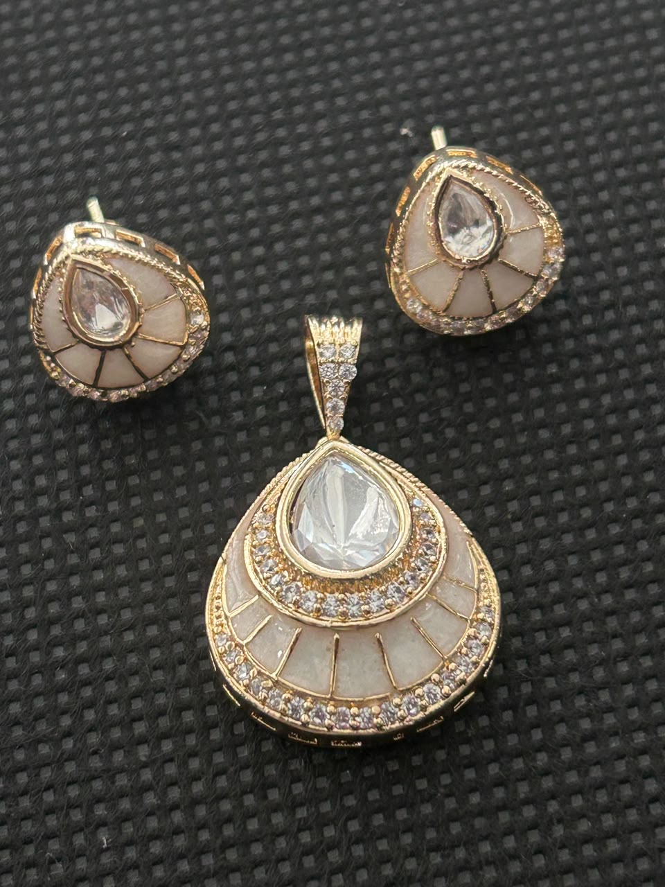 Chandrika Mother of Pearl Teardrop Pendant Set