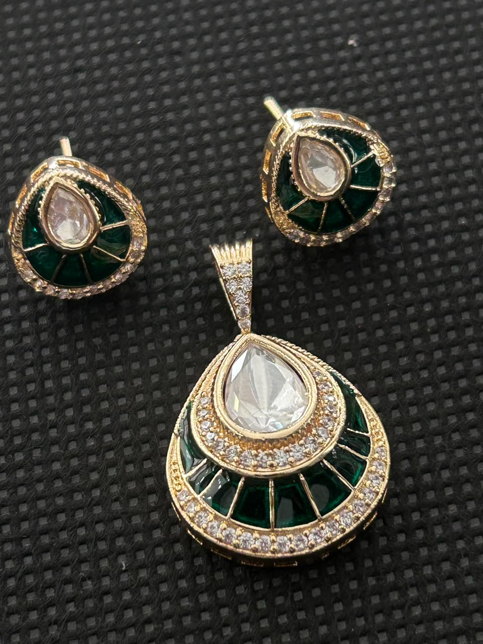 Chandrika Mother of Pearl Teardrop Pendant Set