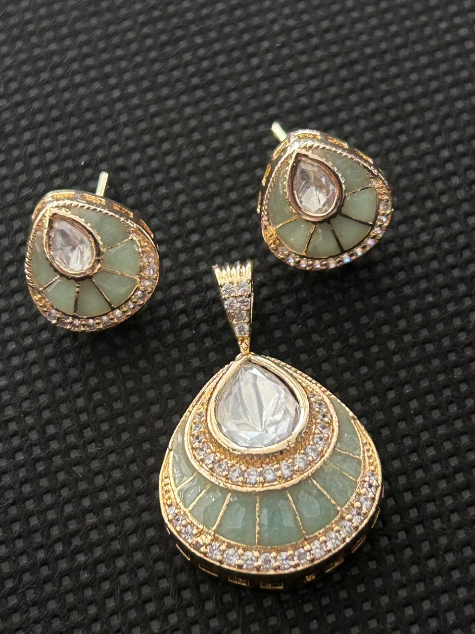 Chandrika Mother of Pearl Teardrop Pendant Set