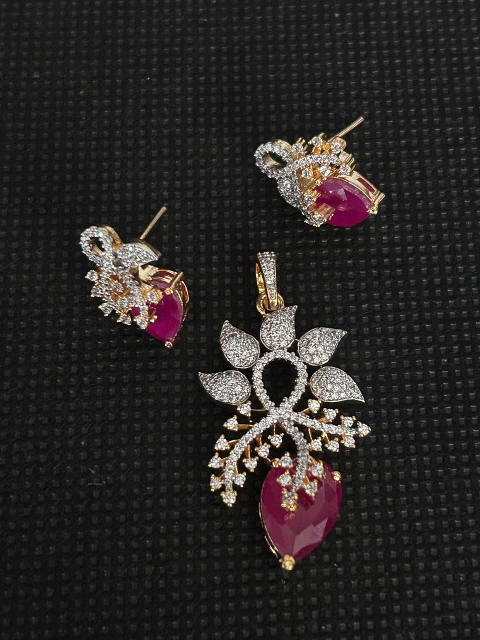 Royal Bloom Pendant Set with Earrings | Gold Plated CZ Jewelry