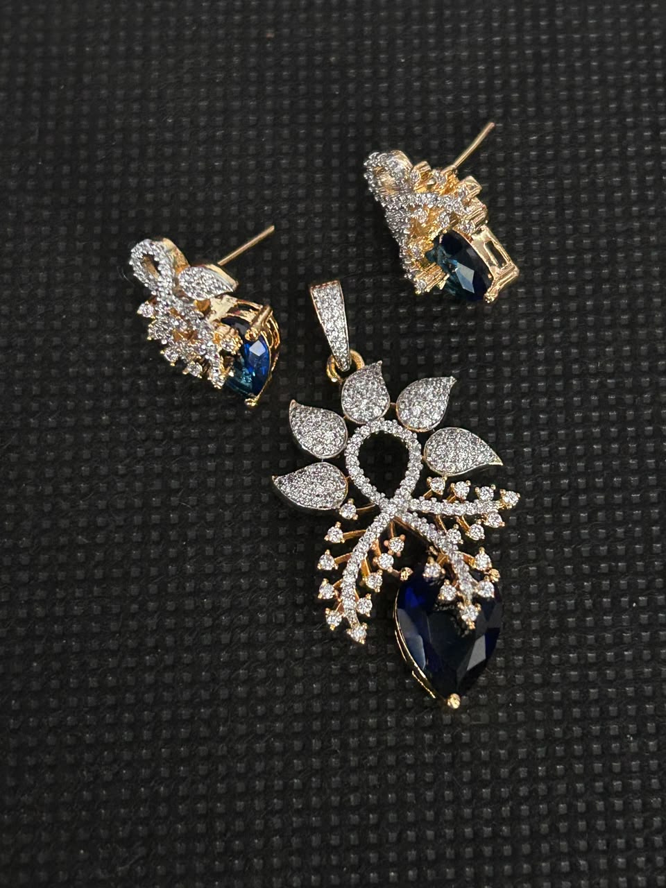 Royal Bloom Pendant Set with Earrings | Gold Plated CZ Jewelry