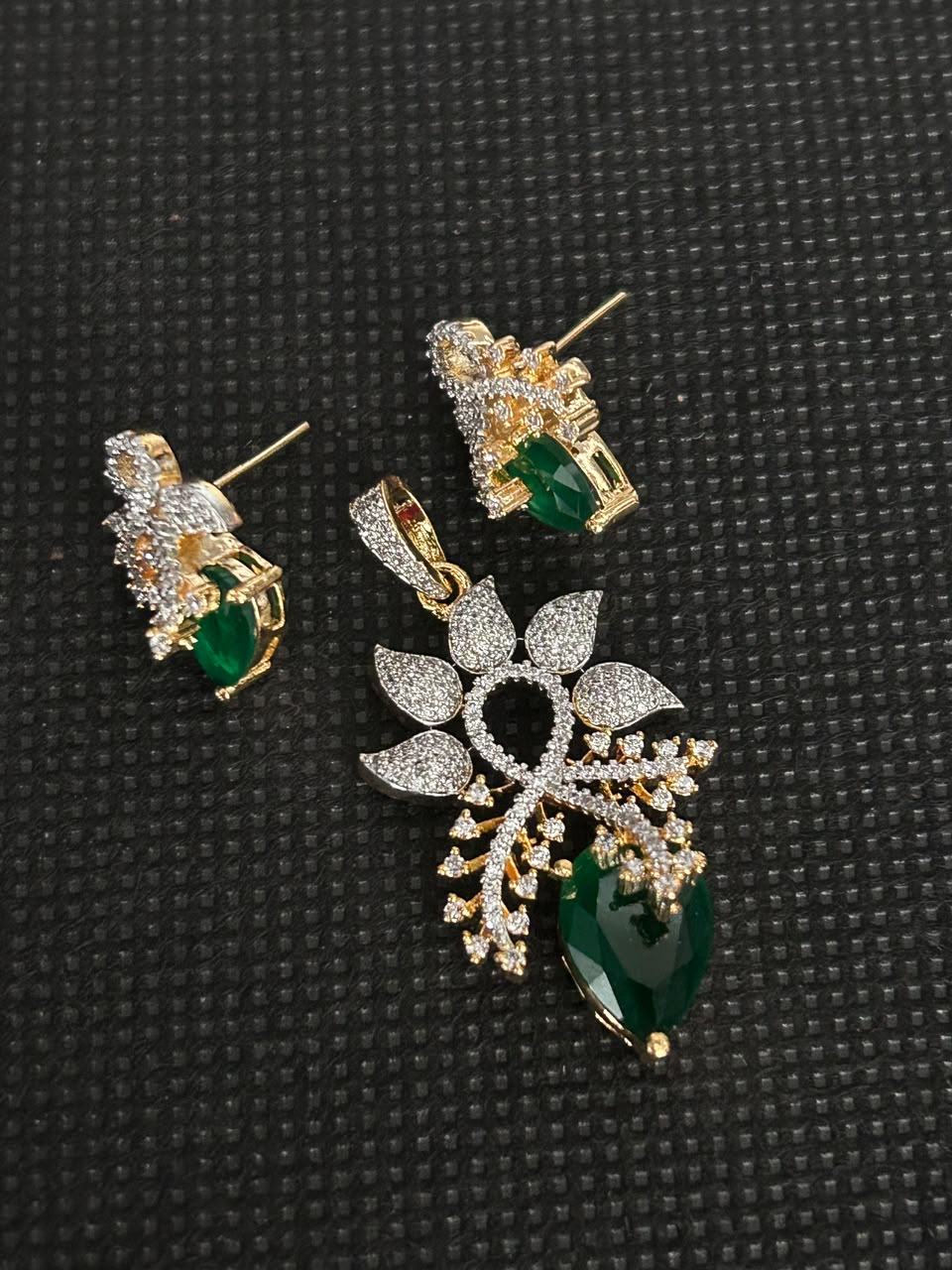 Royal Bloom Pendant Set with Earrings | Gold Plated CZ Jewelry