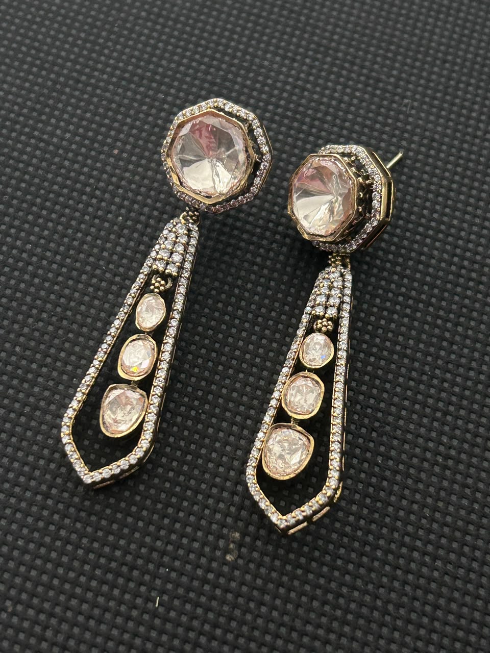 Aarunya Mehandi Polish Mossanite Drop Earrings