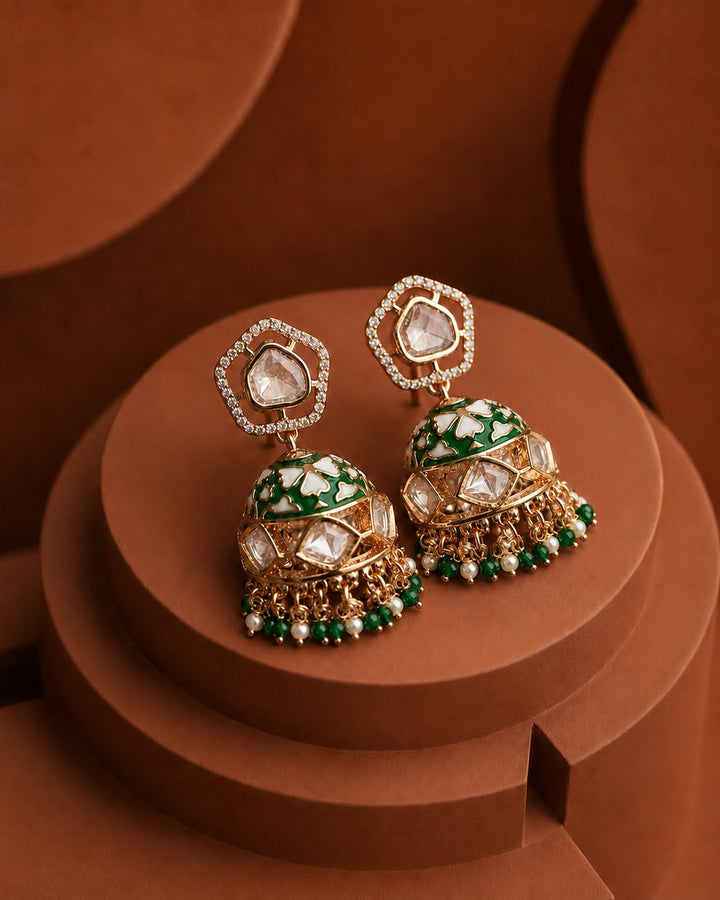 Noor Mahal Kundan Jhumka Earrings