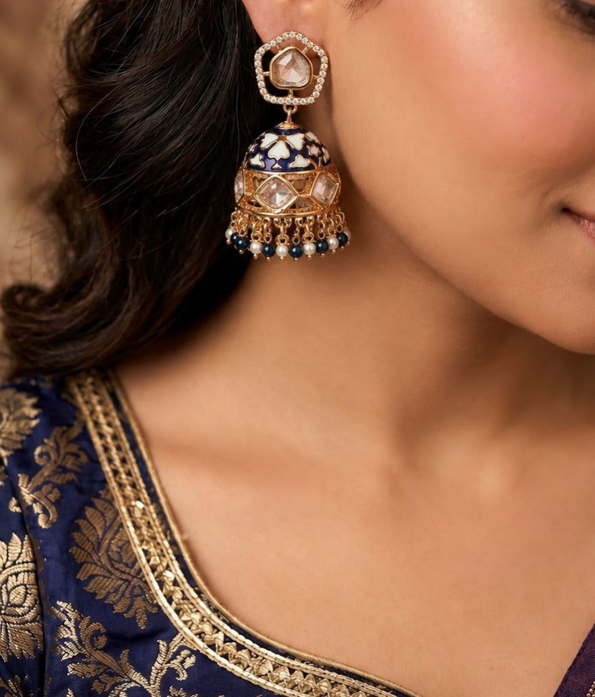 Noor Mahal Kundan Jhumka Earrings