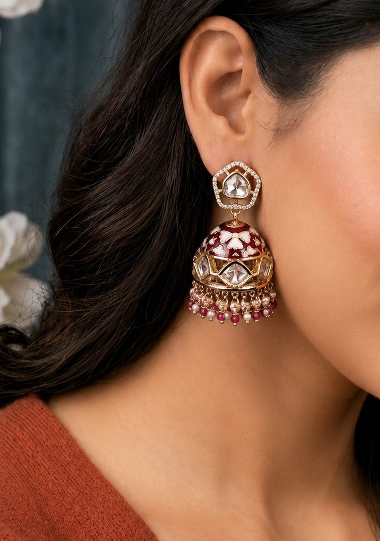 Noor Mahal Kundan Jhumka Earrings
