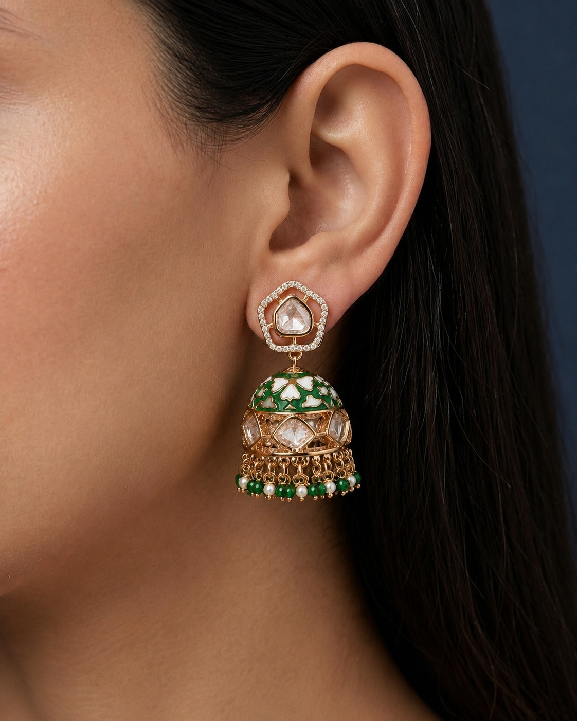 Noor Mahal Kundan Jhumka Earrings