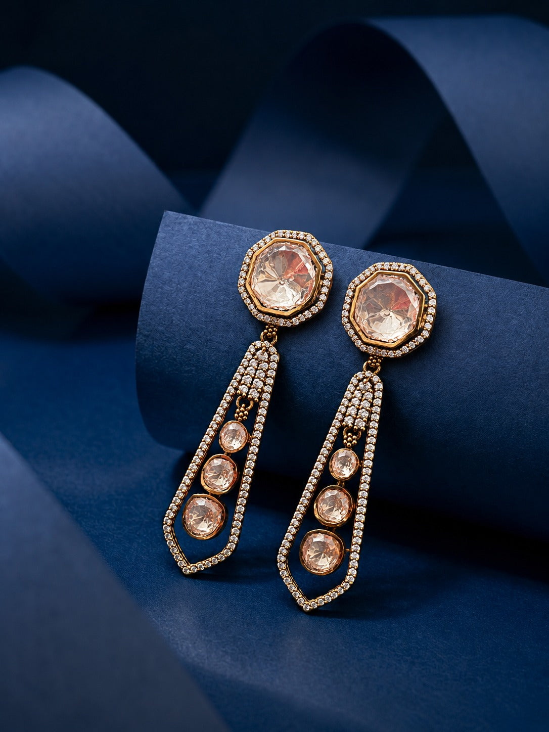Aarunya Mehandi Polish Mossanite Drop Earrings