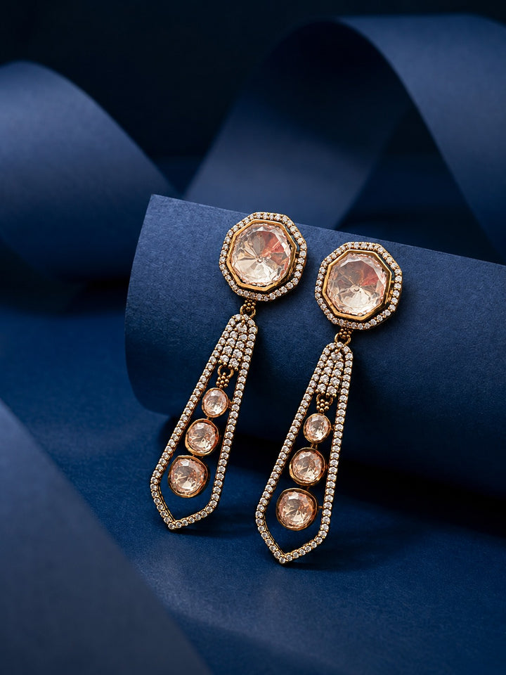 Aarunya Mehandi Polish Mossanite Drop Earrings