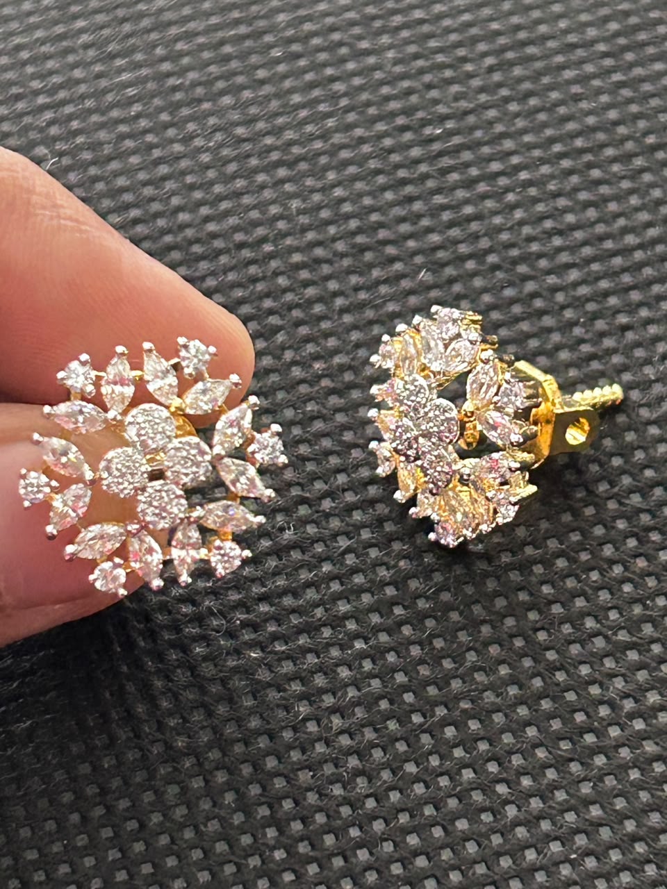 Snowflake Bloom American Diamond Stud Earrings For Women