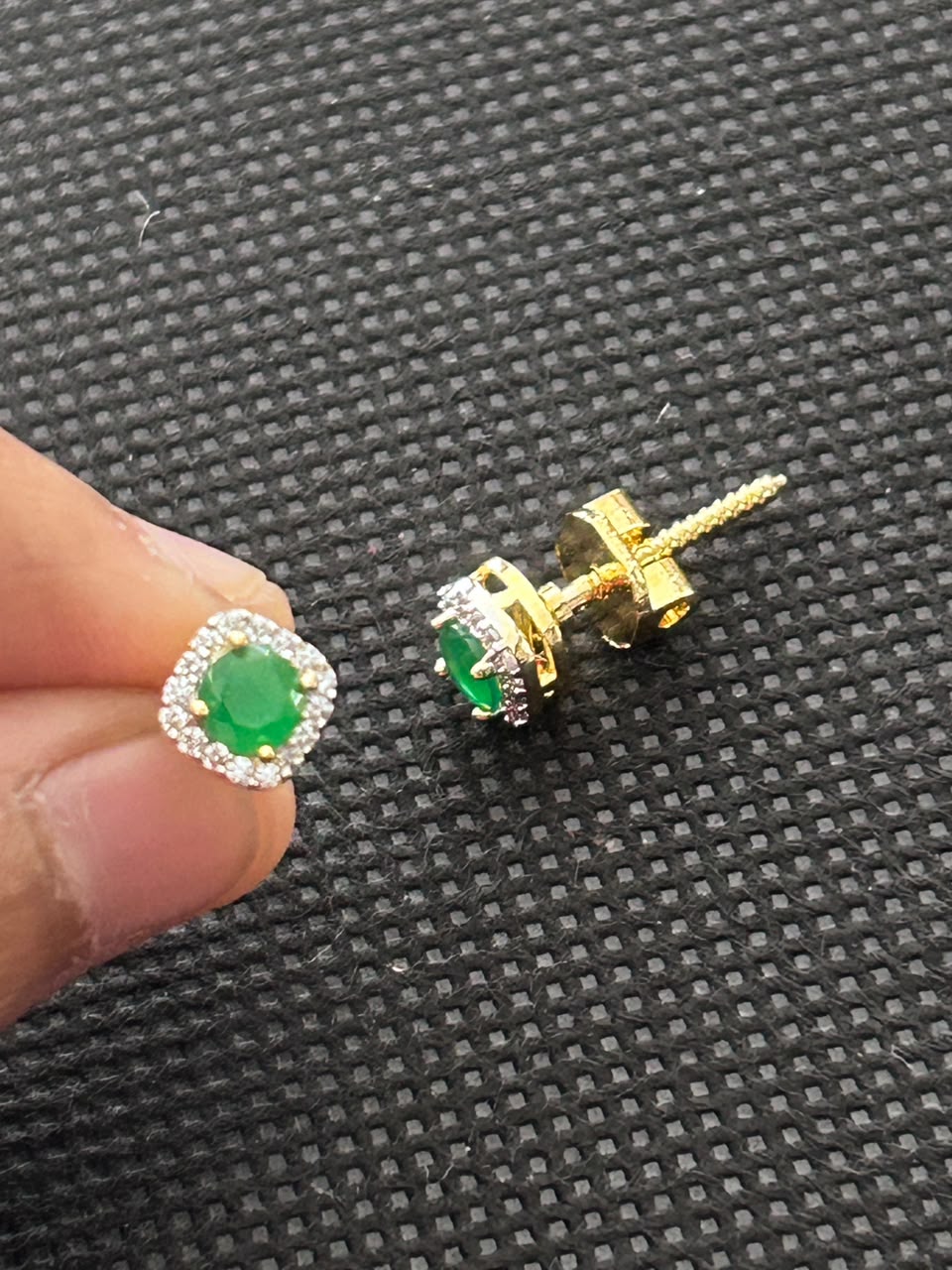 Aurelia Halo Solitaire AD Stud Screw Back  Earrings