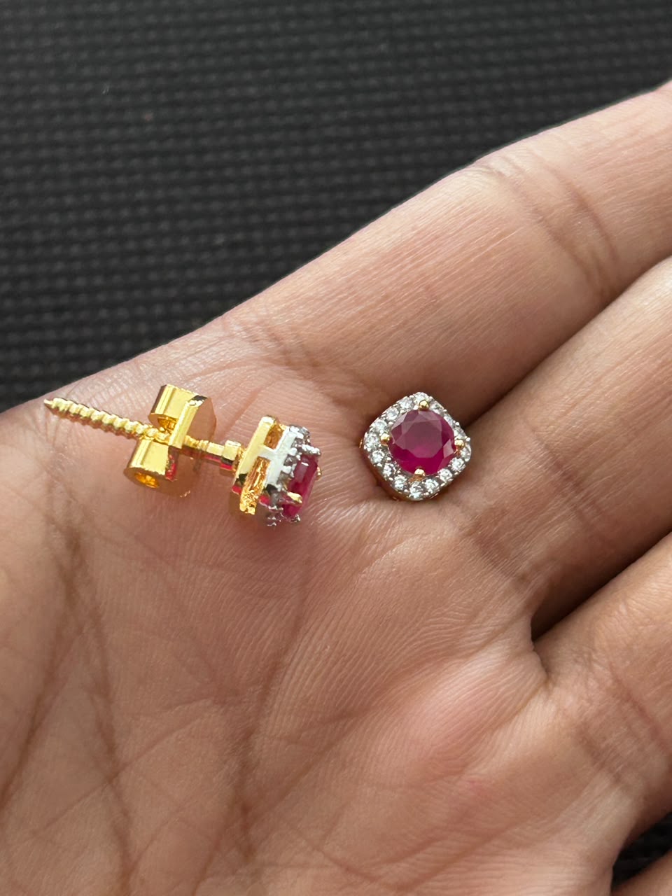 Aurelia Halo Solitaire AD Stud Screw Back  Earrings