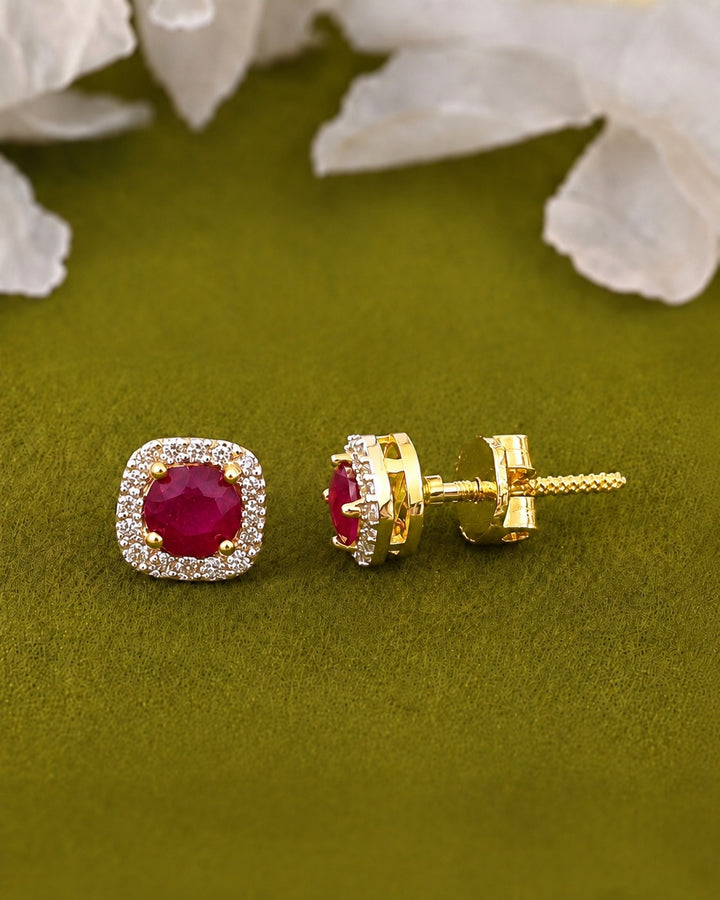 Aurelia Halo Solitaire AD Stud Screw Back  Earrings