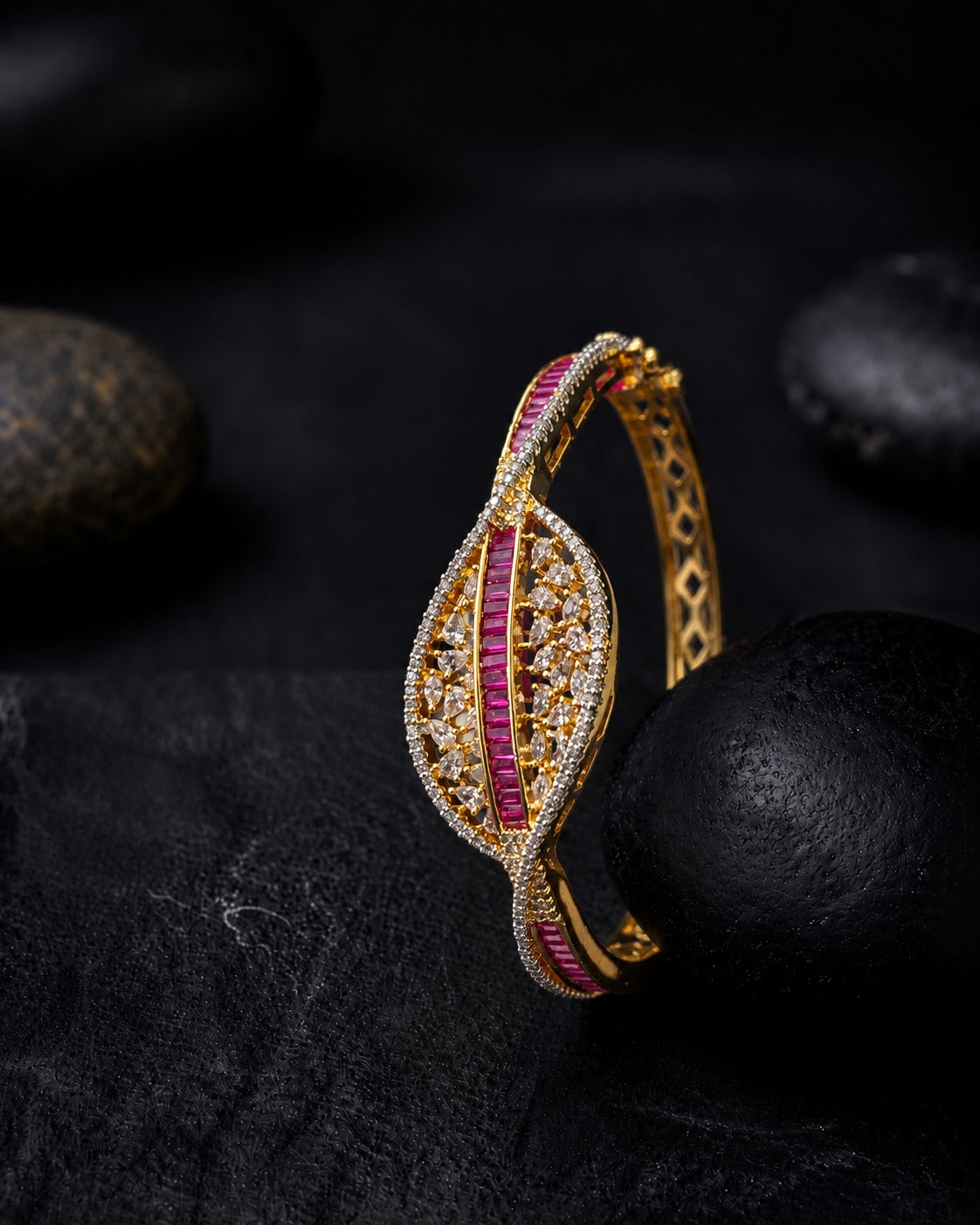 Noorika Royal Ruby, White  & Emerald Stone Bracelet