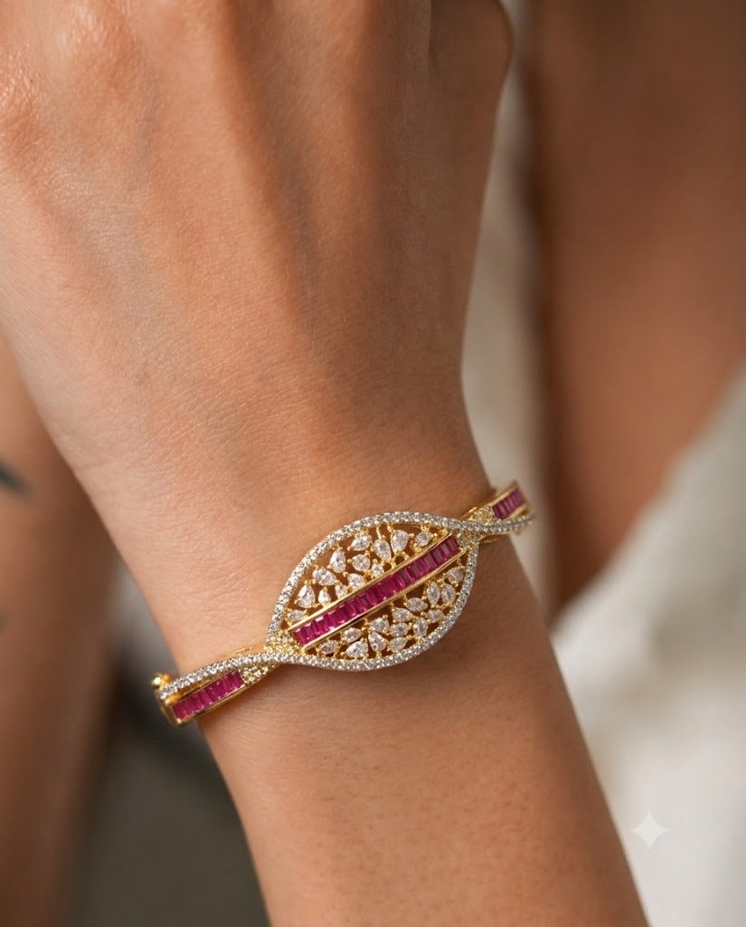 Noorika Royal Ruby, White  & Emerald Stone Bracelet