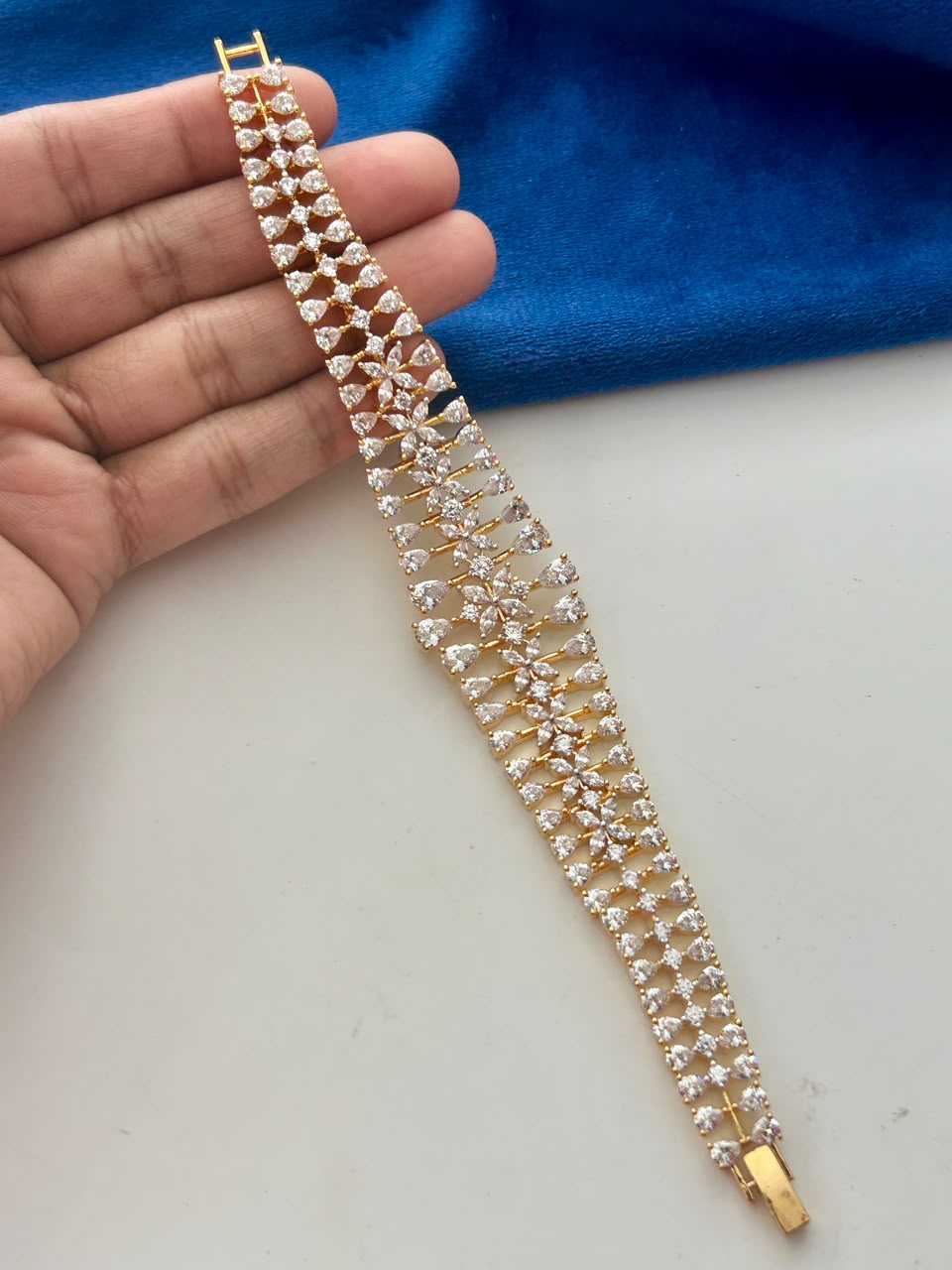 Isharya Floral Crystal Openable Bracelet