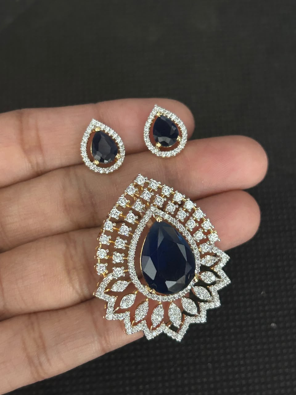 Rajwadi Ruby CZ Pendant Set