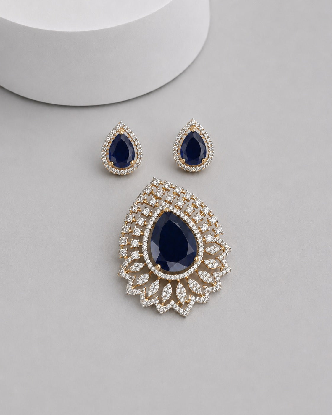Rajwadi Ruby CZ Pendant Set