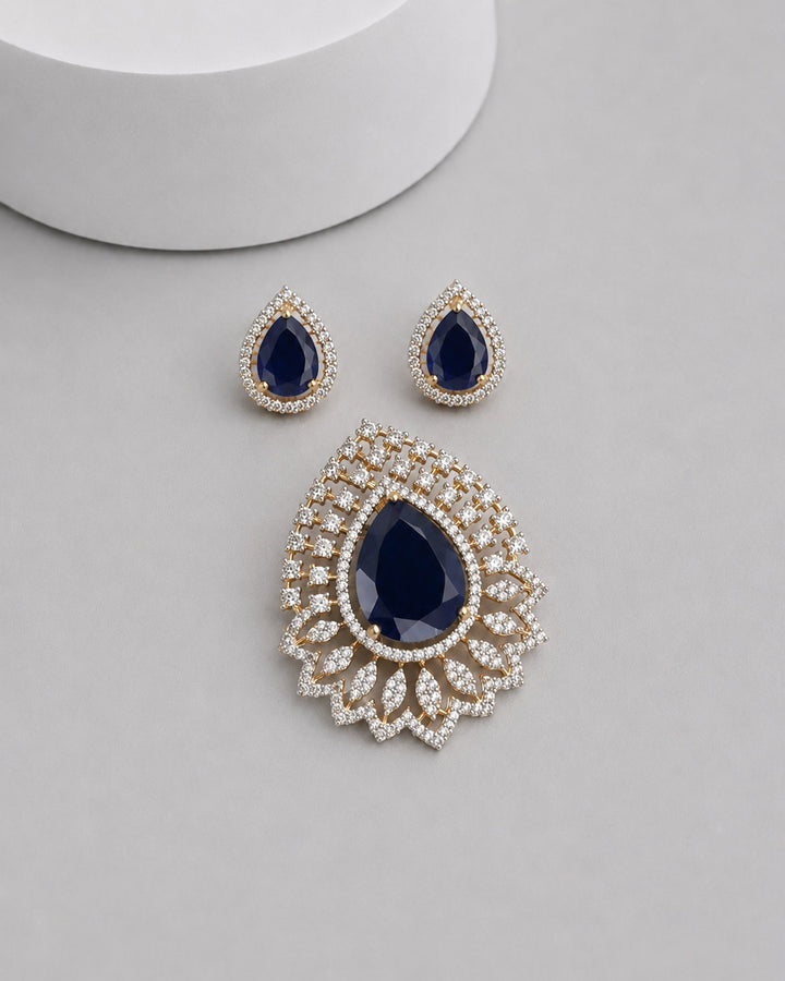 Rajwadi Ruby CZ Pendant Set