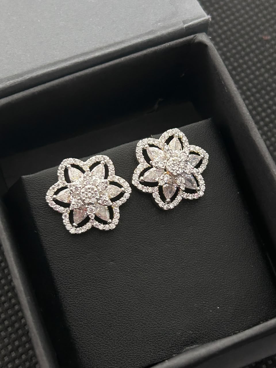 Aarvi Floral Diamond-Look Stud Earrings