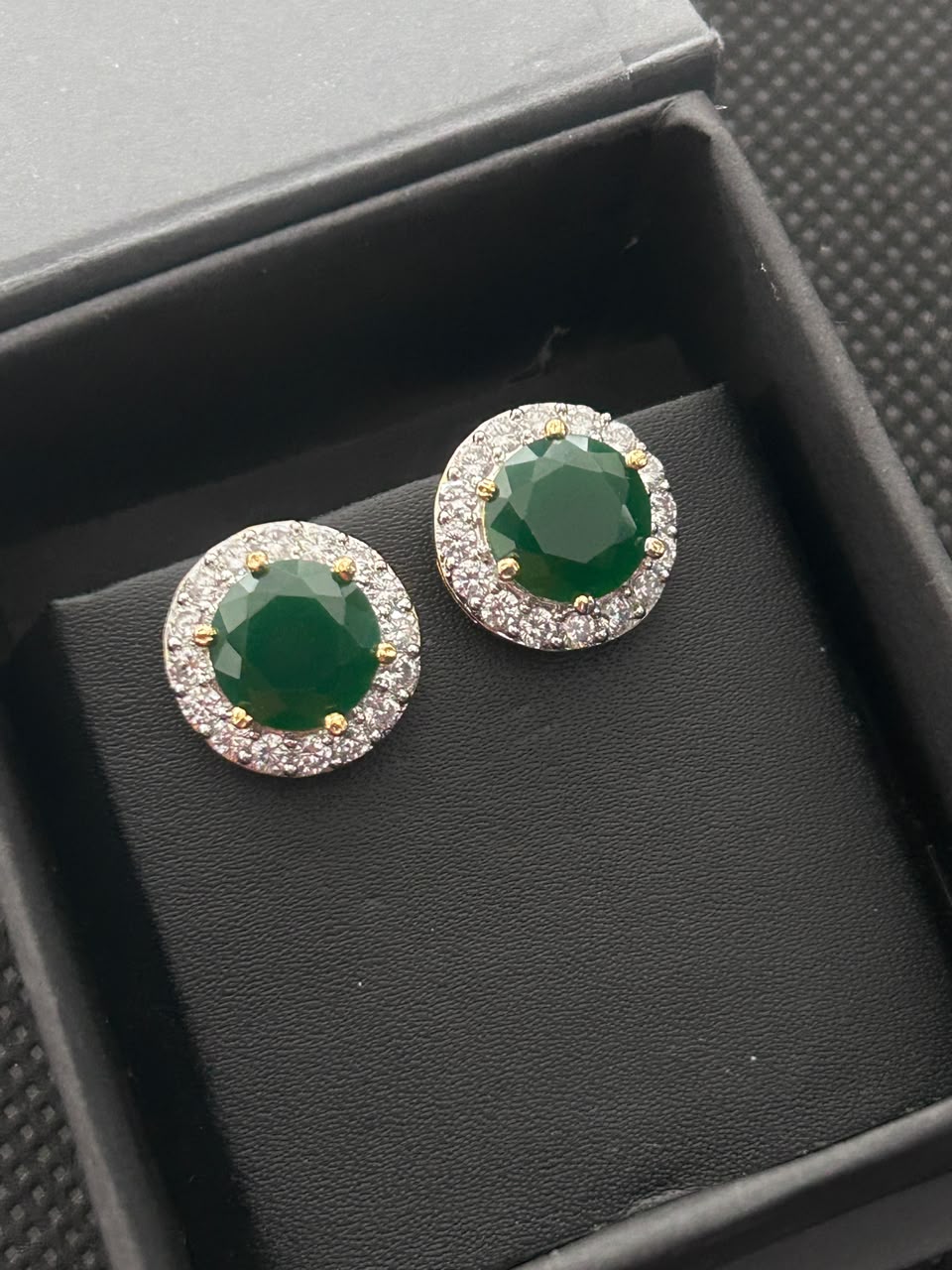 Celeste Round Diamond-Look Halo Stud Earrings – 4 Colours