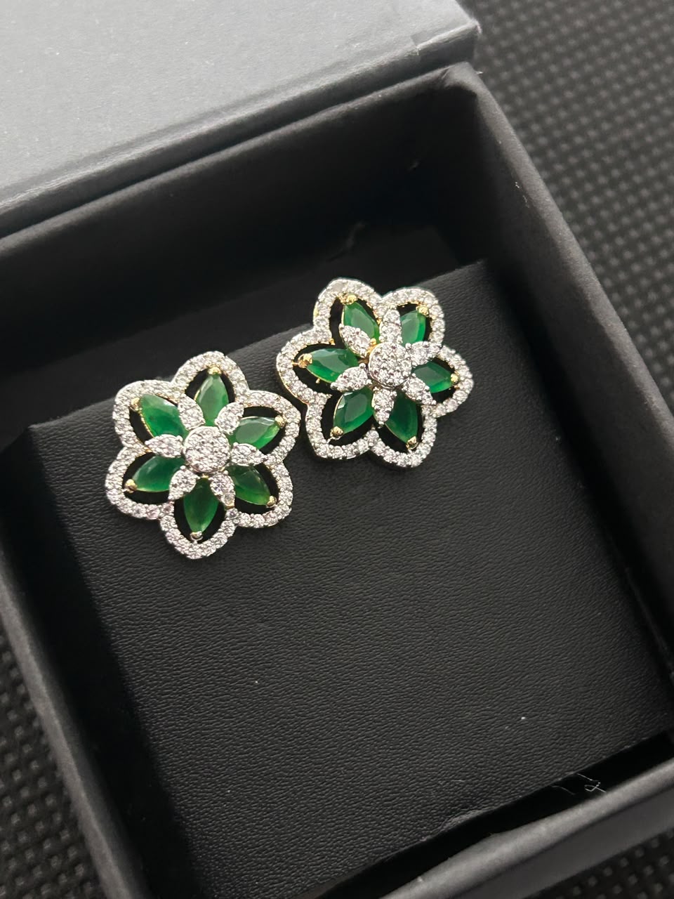 Aarvi Floral Diamond-Look Stud Earrings