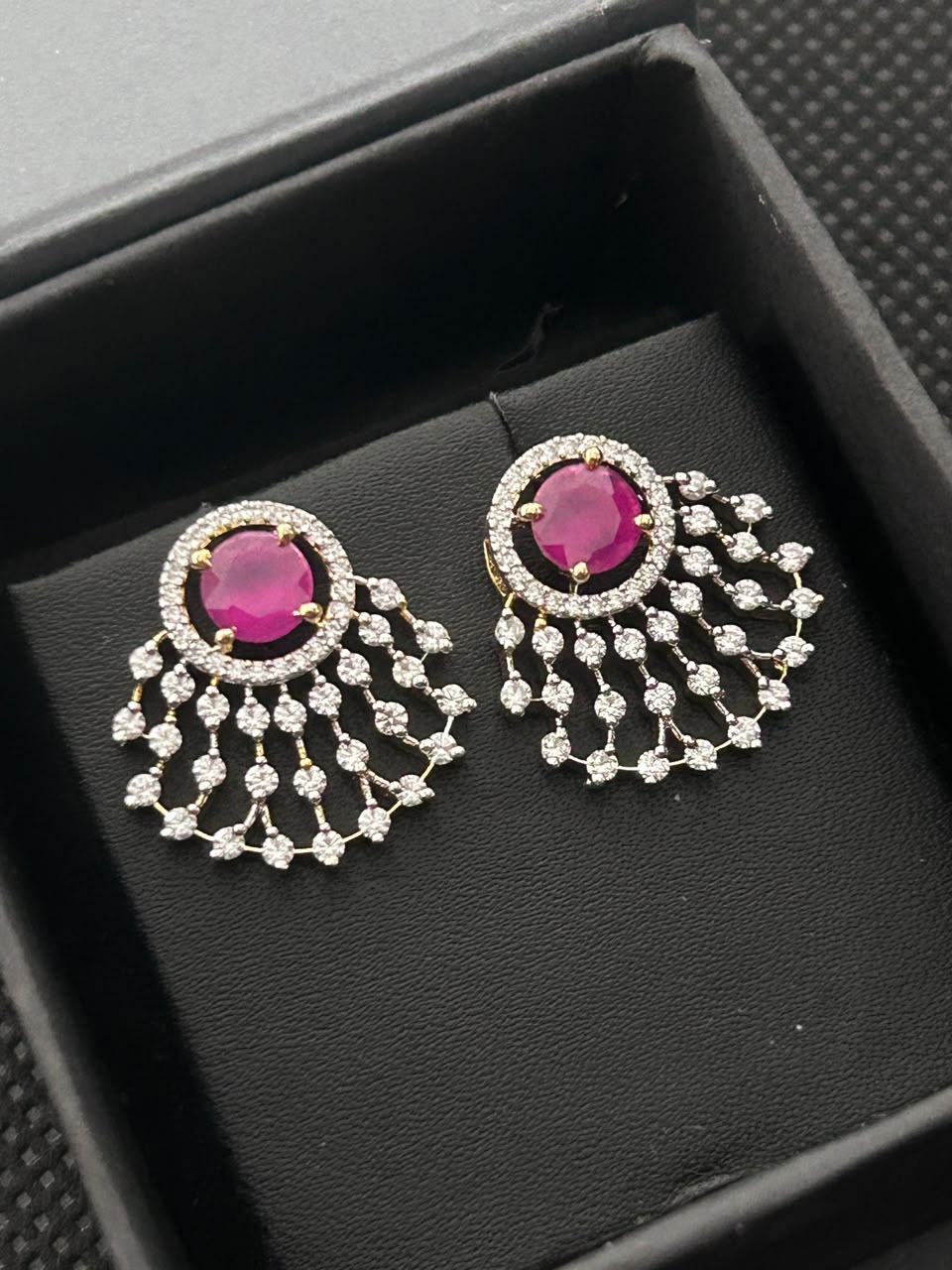 Aurelia Diamond-Look Halo Fan Stud Earrings – 4 Colours