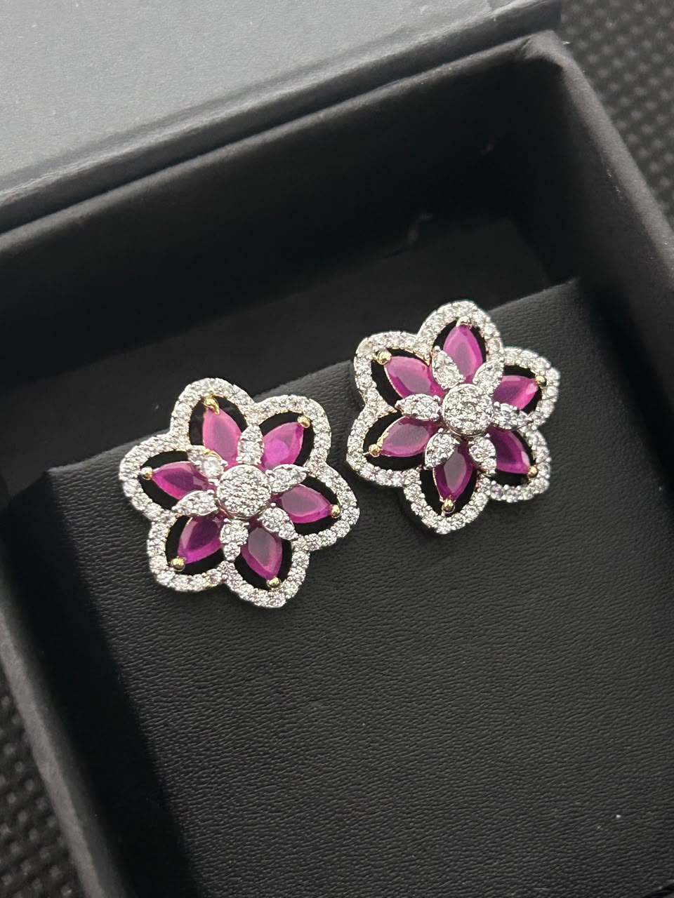 Aarvi Floral Diamond-Look Stud Earrings