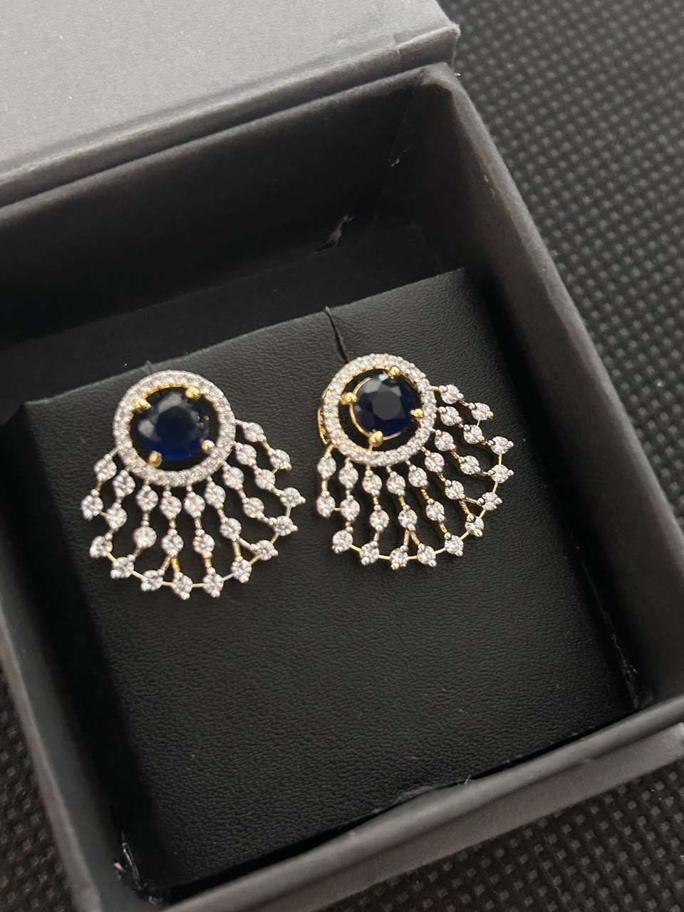 Aurelia Diamond-Look Halo Fan Stud Earrings – 4 Colours