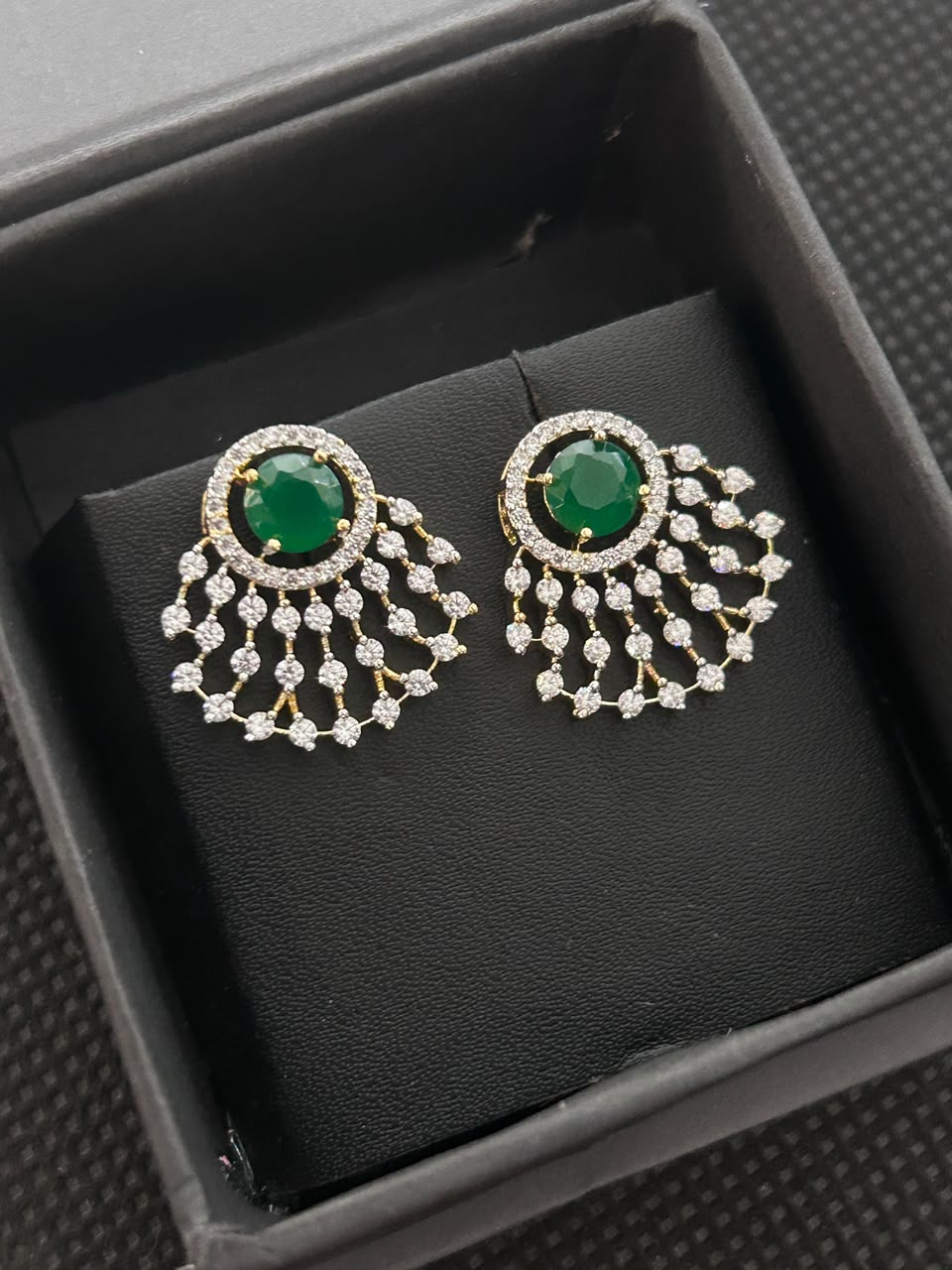 Aurelia Diamond-Look Halo Fan Stud Earrings – 4 Colours