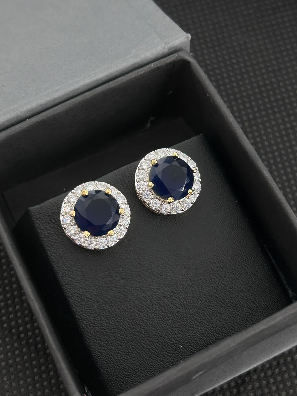 Celeste Round Diamond-Look Halo Stud Earrings – 4 Colours