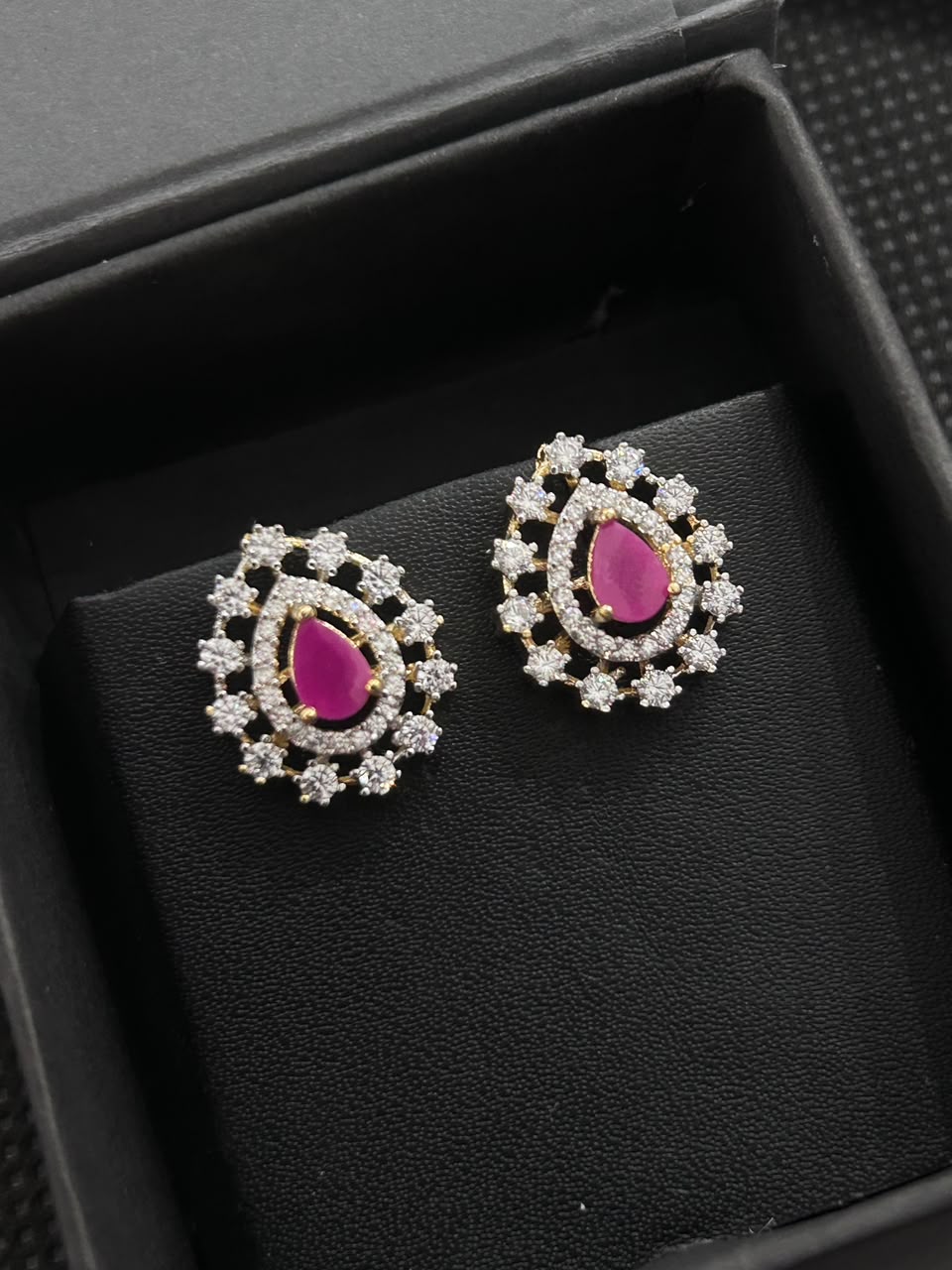 Aurelia Teardrop Diamond-Look Stud Earrings – 3 Colors