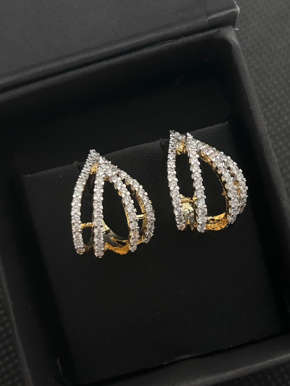 Aaradhya Luxe Triple Curve Hoop Earrings