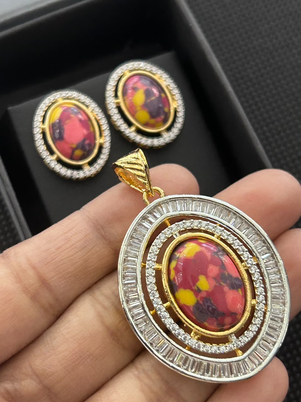 Aarvika Opal Royale Pendant & Earrings Set