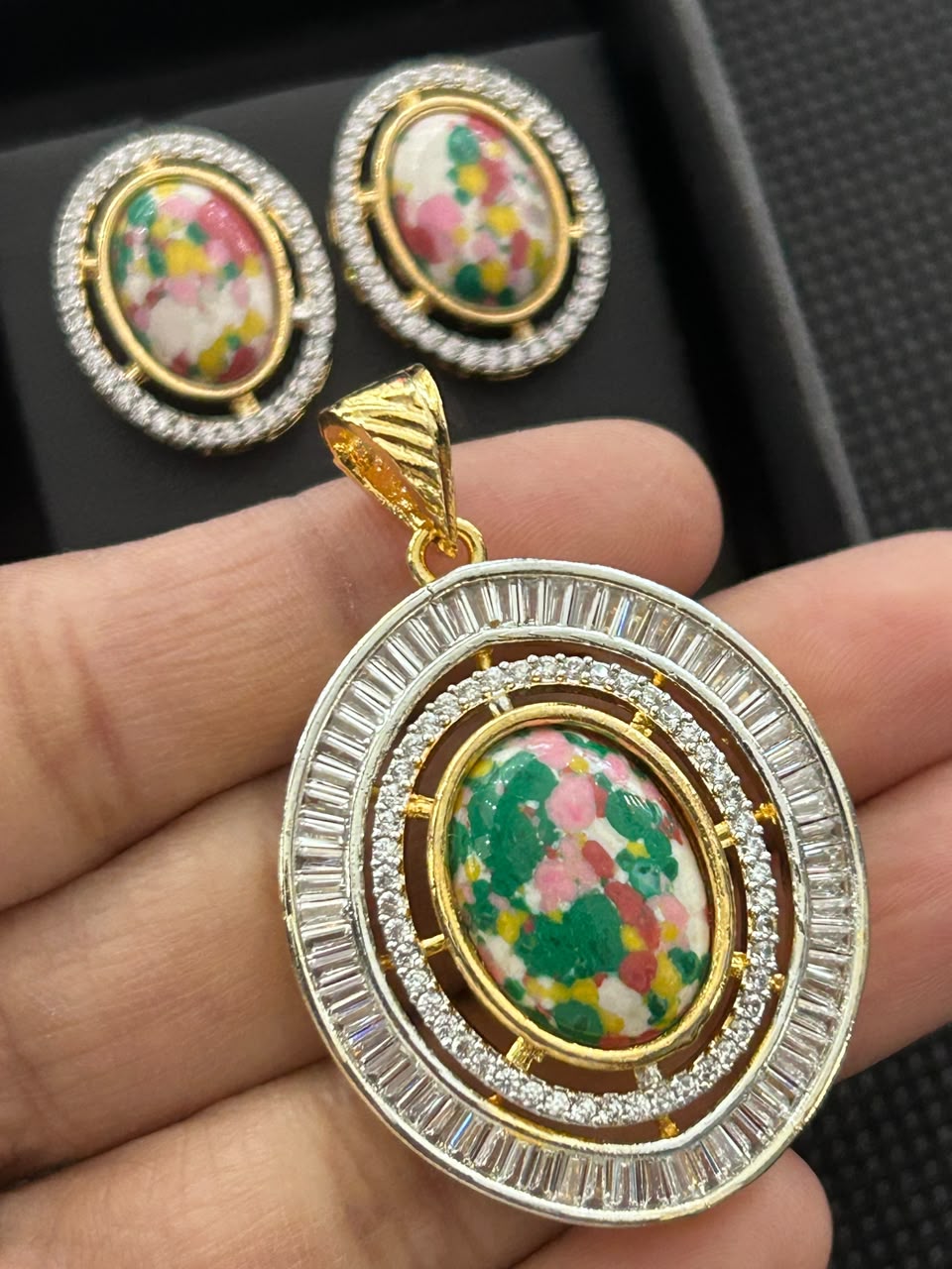Aarvika Opal Royale Pendant & Earrings Set
